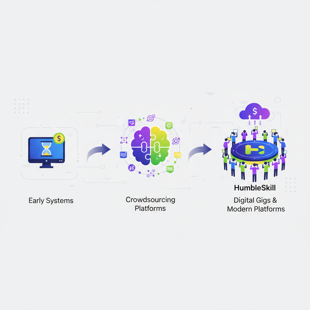 History of Digital Task Earning Systems — digital task earning system illustration for HumbleSkill