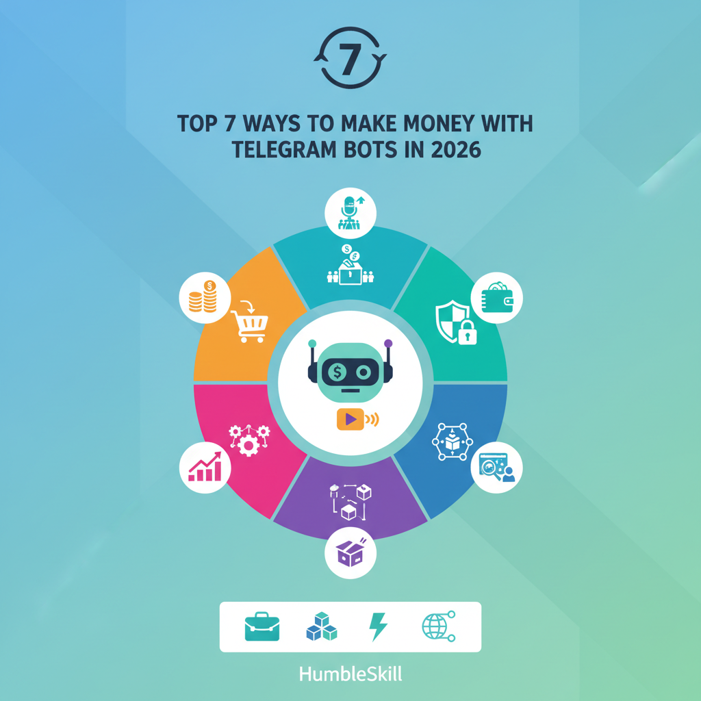 Top 7 Ways to Make Money with Telegram Bots in 2026 — telegram earning bot illustration for HumbleSkill