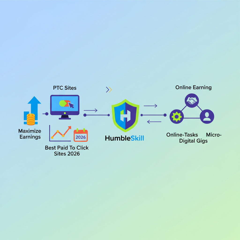 How to Maximize Earnings on PTC Sites — best paid to click sites 2026 illustration for HumbleSkill
