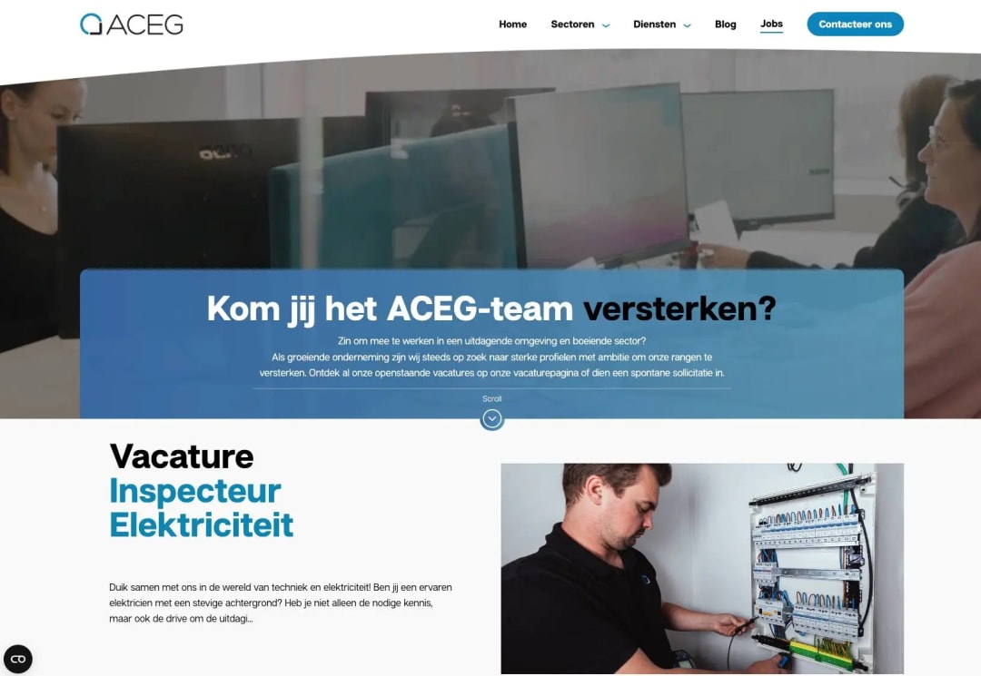 Aceg website build by Webbeukers