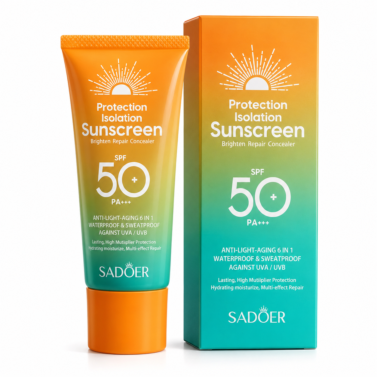 SADOER Protection Isolation Sunscreen SPF 50+ PA+++ – Waterproof UV Protection Sunscreen (50g)