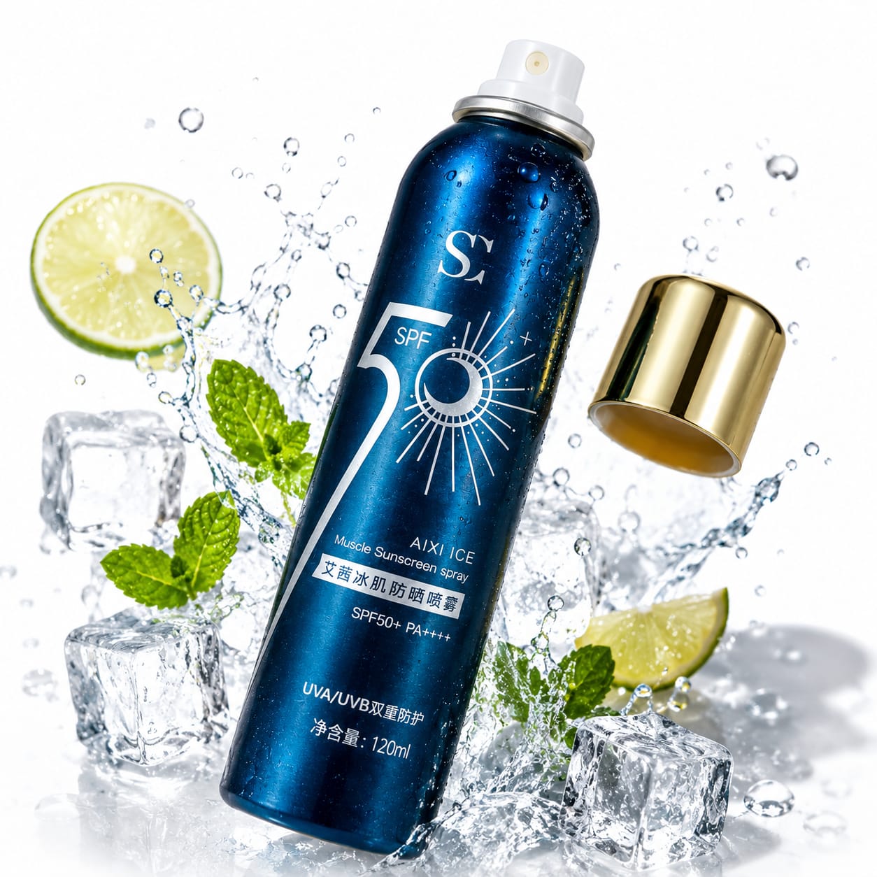 SAINSCO Ice Cooling Sunscreen Spray SPF 50+ PA++++ – Refreshing UV Protection Spray (120ml)