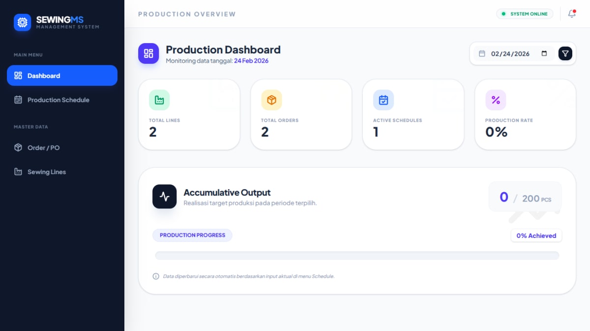 Sewing Management System view 1