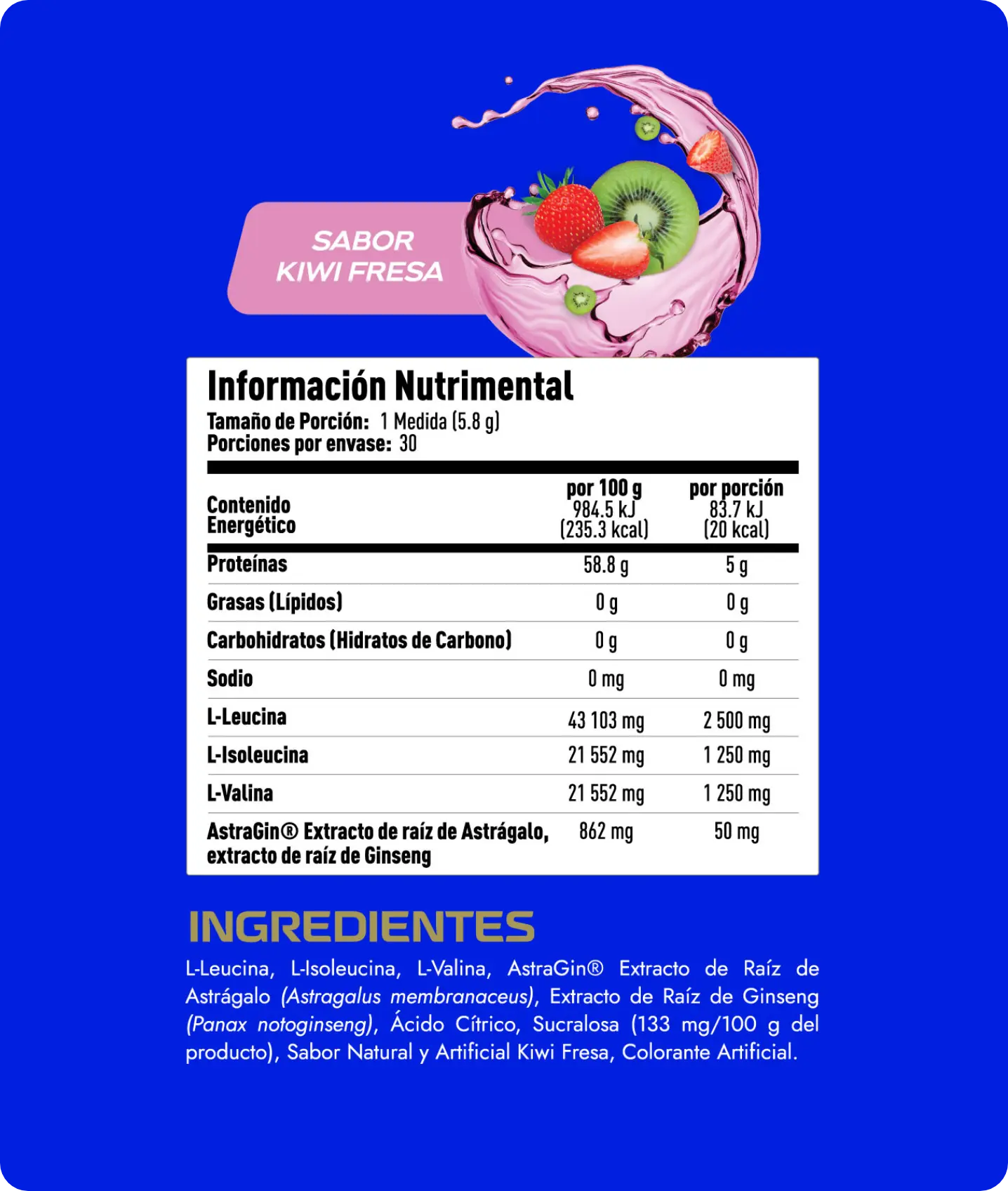 Tabla Nutrimental Premium Isolate Vainilla 3.5lb