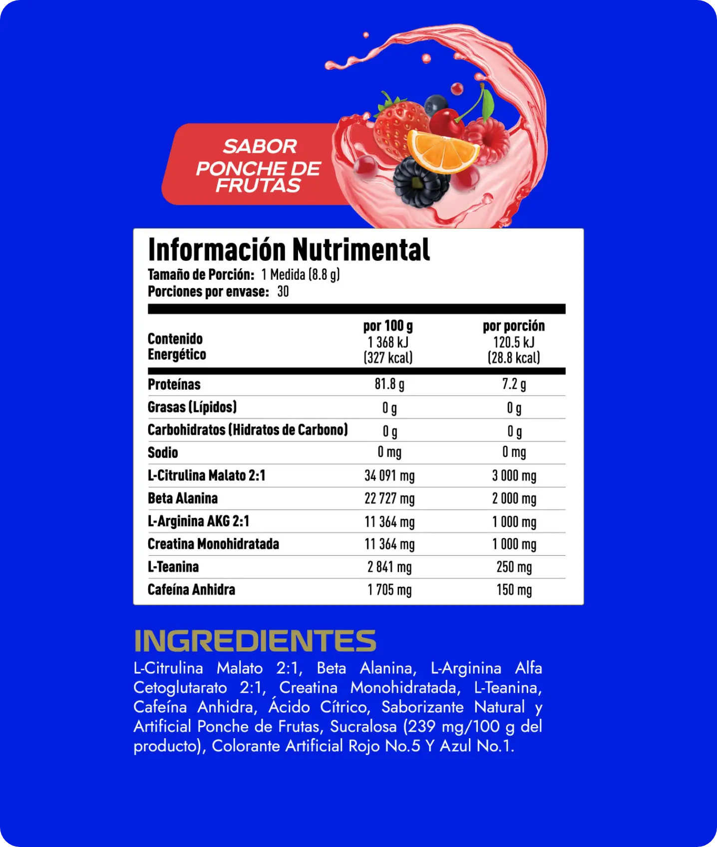 Tabla Nutrimental Nitrox Ponche de Frutas