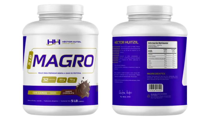 Envase de proteína Magro 5lb para culturismo y volumen