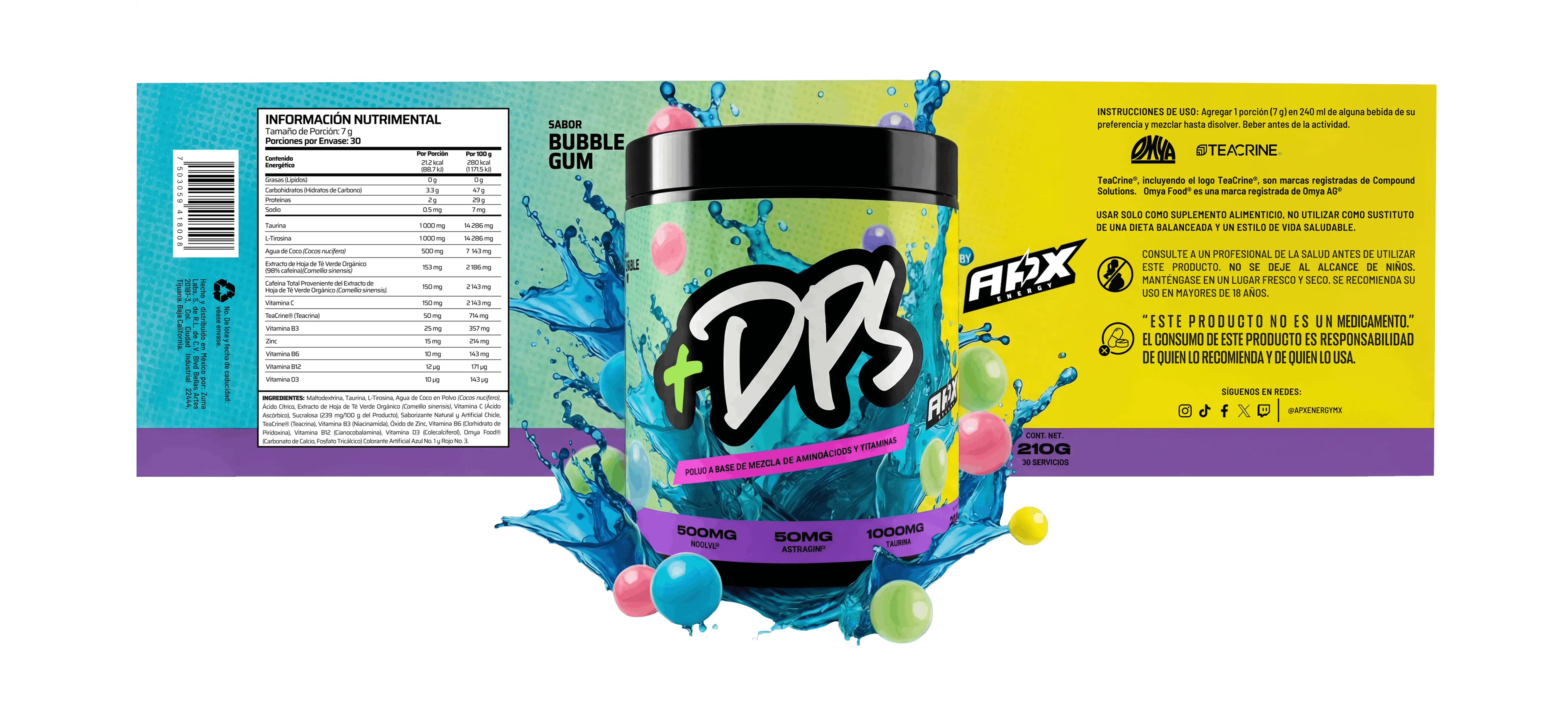 APX Energy DPS - etiqueta del suplemento energético