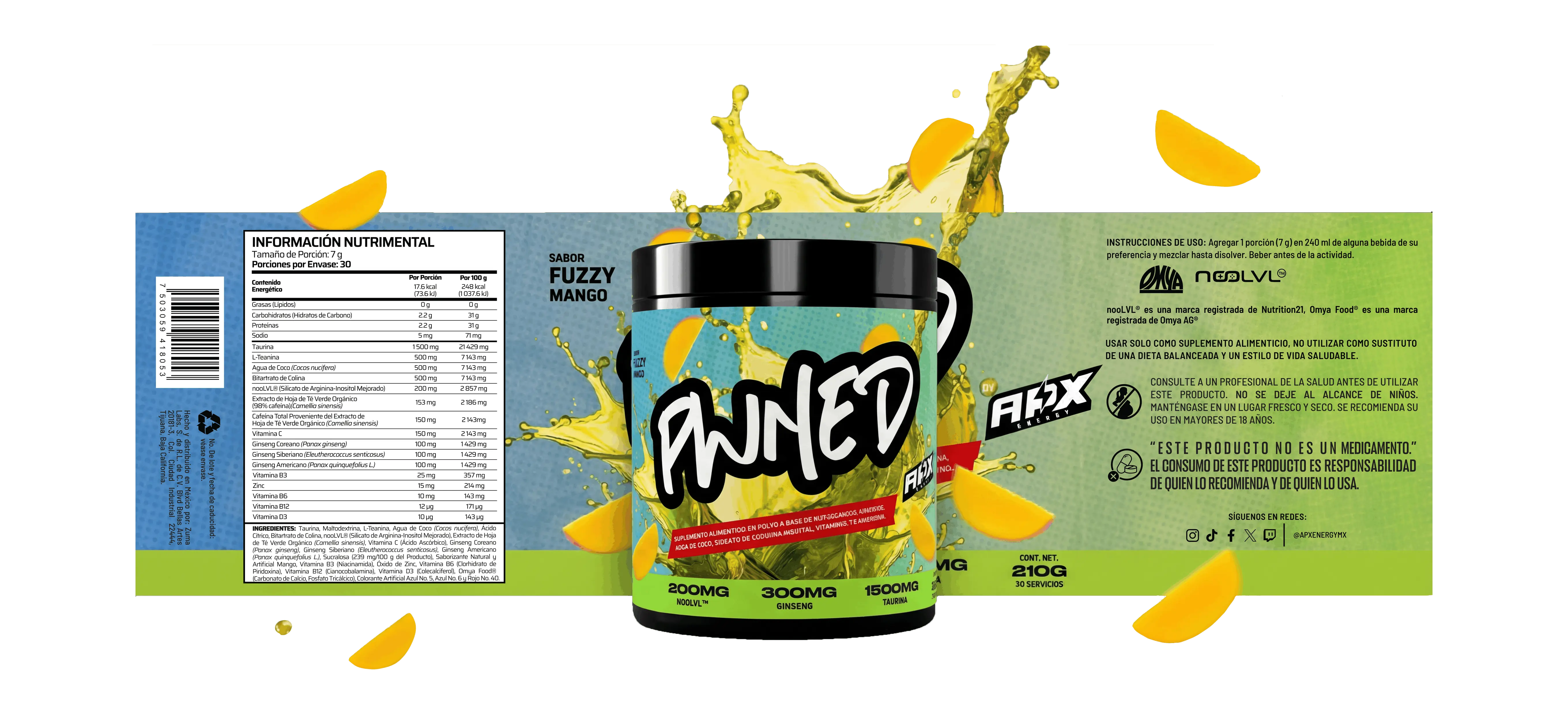 APX Energy PWNED - etiqueta del suplemento energético
