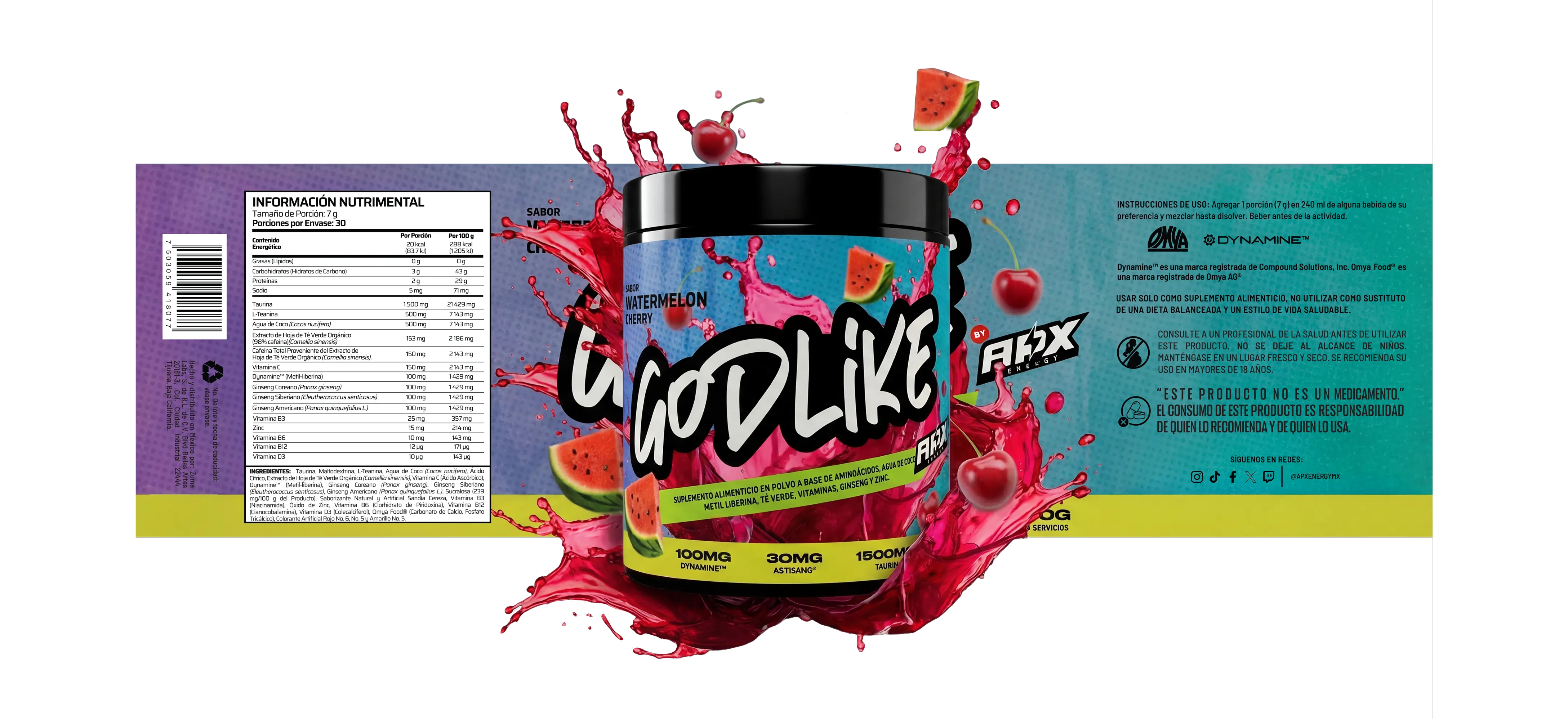 APX Energy Godlike - etiqueta del suplemento energético