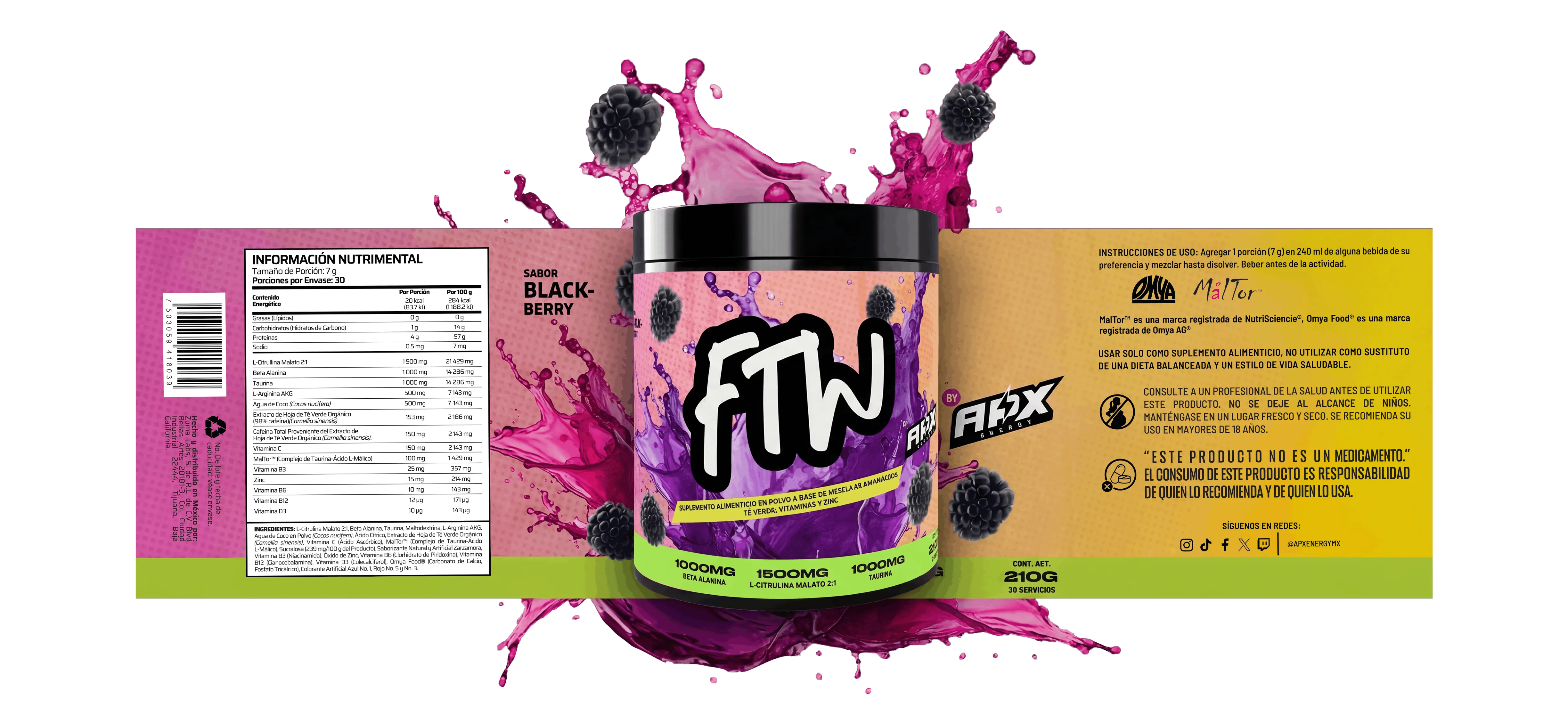 APX Energy FTW - etiqueta del suplemento energético