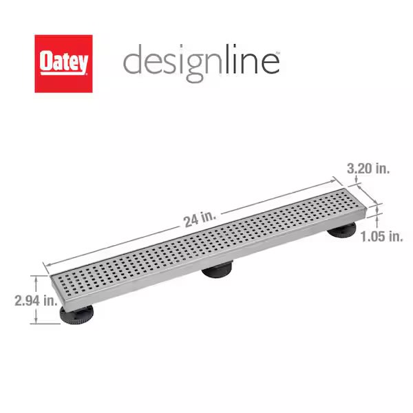 24” Linear Shower Drain with Tile-In Pattern Drain Cover **Tile sold separately