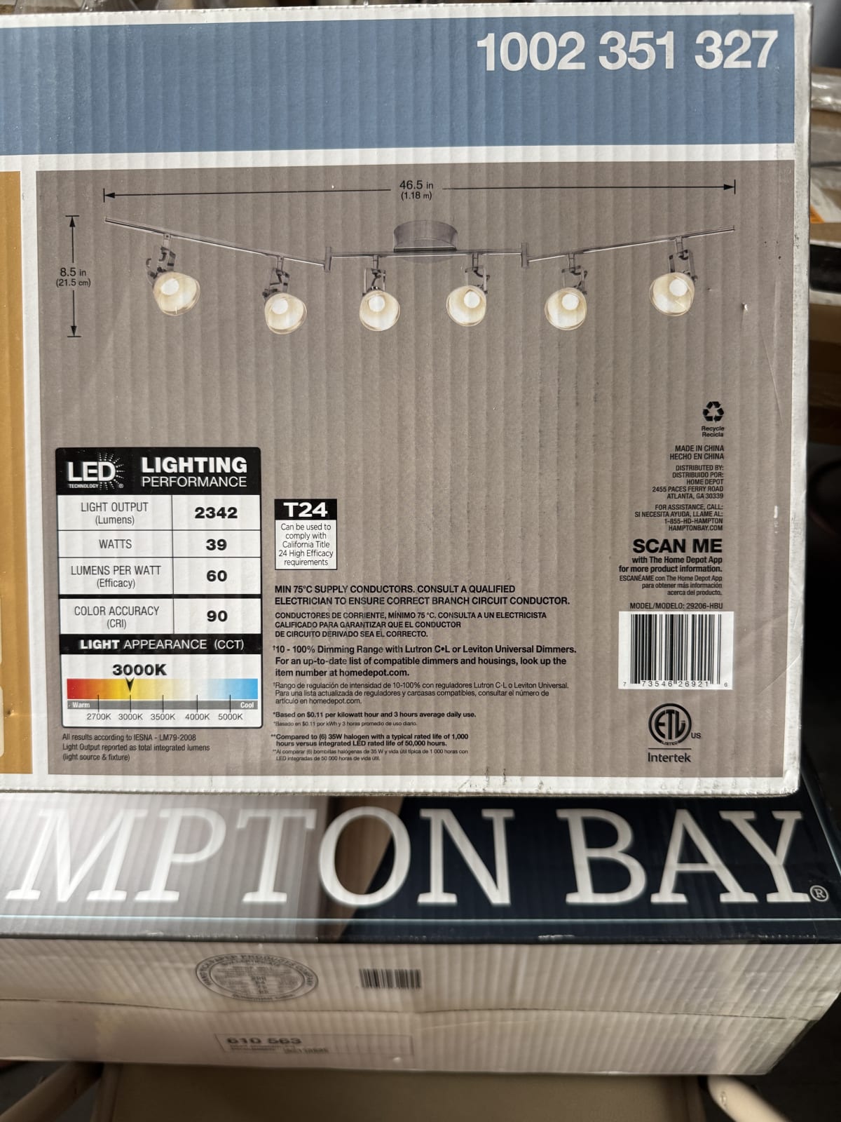 Hampton Bay 6-Light 4 ft. Chrome Integrated LED Track Lighting Kit