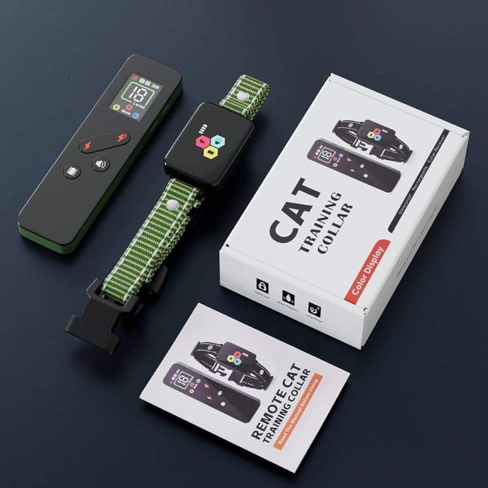 Cat Training Collar Cat Bark Collar with Remote Electric Cats Shock Collar 3300FT IP67 Waterproof 3 Training Modes Beep Vibration Shock Mode
