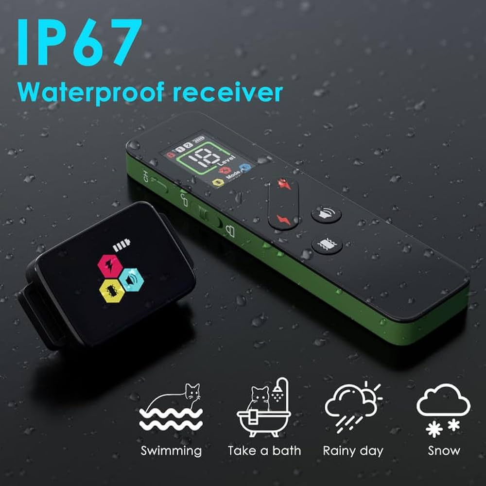 Cat Training Collar Cat Bark Collar with Remote Electric Cats Shock Collar 3300FT IP67 Waterproof 3 Training Modes Beep Vibration Shock Mode