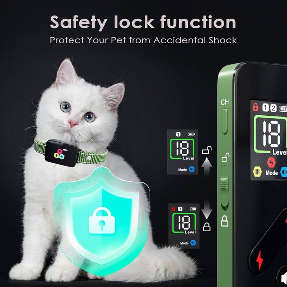 Cat Training Collar Cat Bark Collar with Remote Electric Cats Shock Collar 3300FT IP67 Waterproof 3 Training Modes Beep Vibration Shock Mode