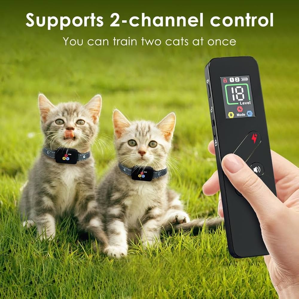 Cat Training Collar Cat Bark Collar with Remote Electric Cats Shock Collar 3300FT IP67 Waterproof 3 Training Modes Beep Vibration Shock Mode