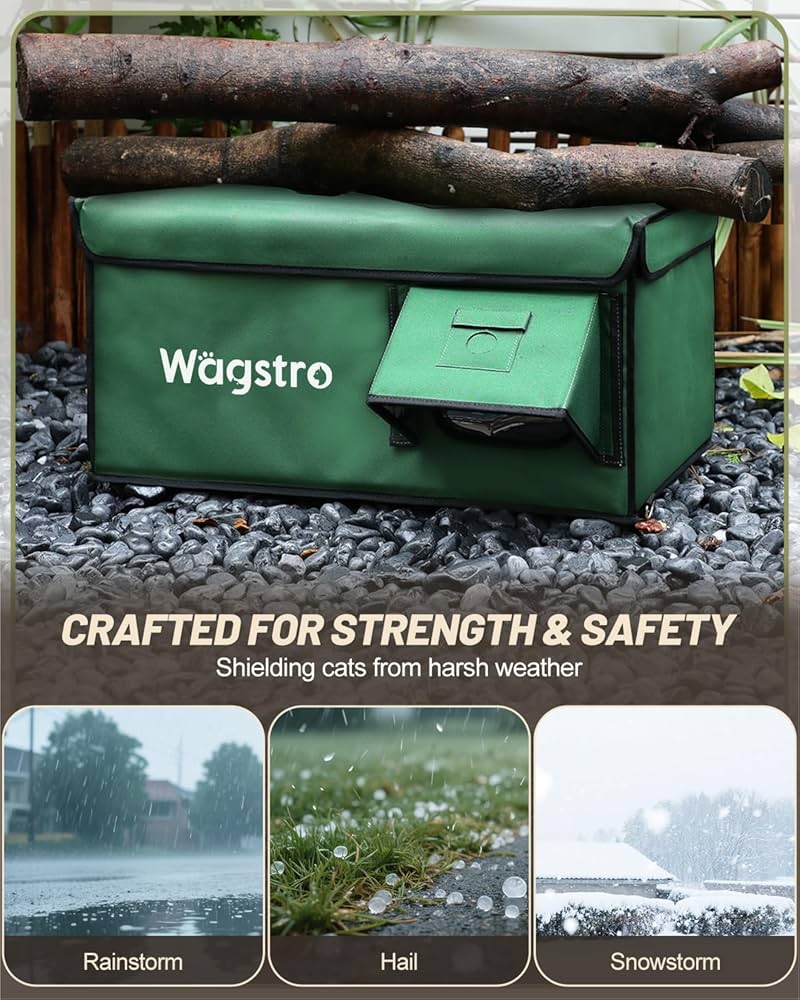 Heated Cat House for Outside, Waterproof Awning & Escape Door Heated Cat Houses for Indoor/Outdoor Cats in Winter, Elevated & Insulated Outd
