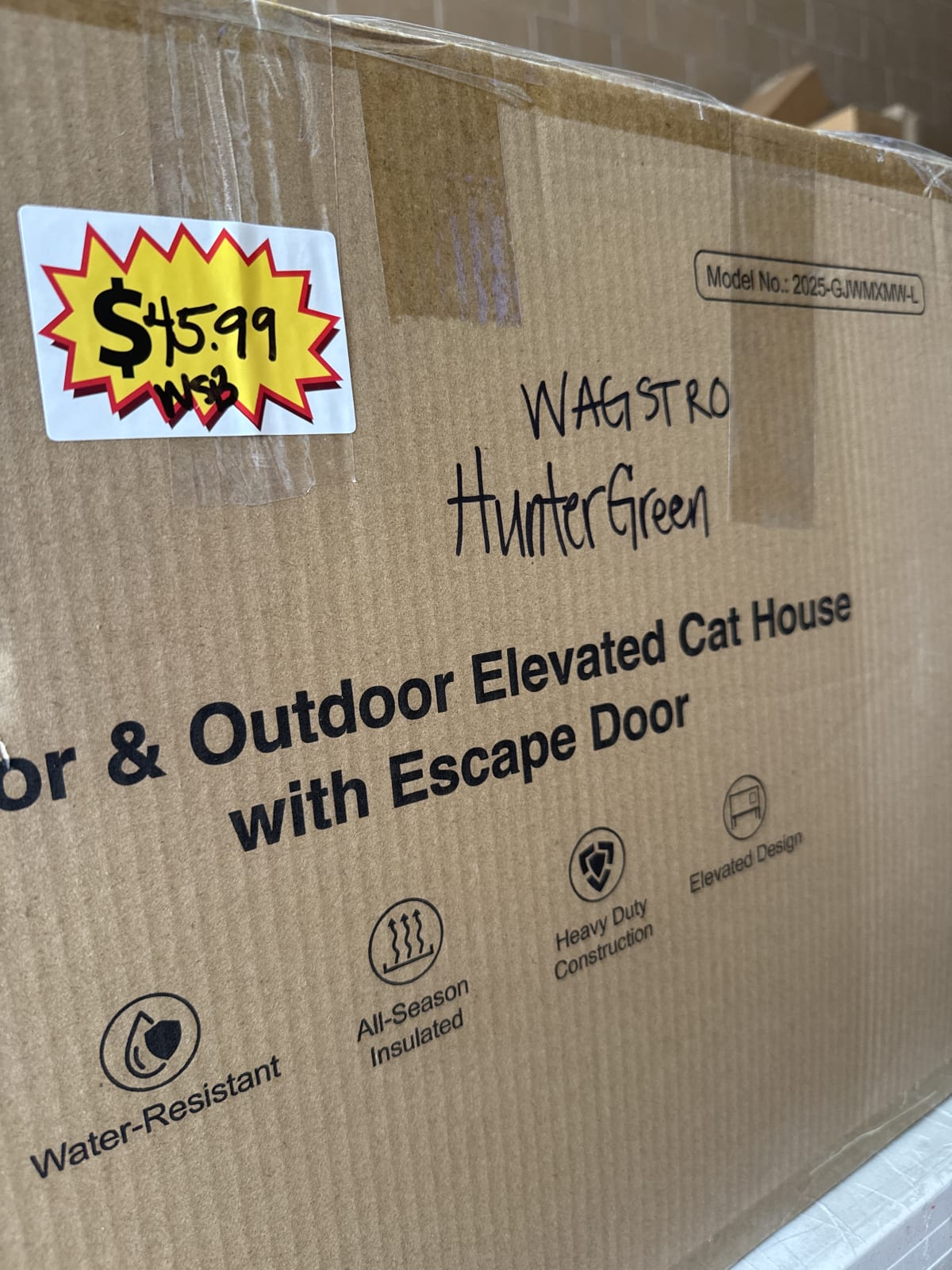 Heated Cat House for Outside, Waterproof Awning & Escape Door Heated Cat Houses for Indoor/Outdoor Cats in Winter, Elevated & Insulated Outd
