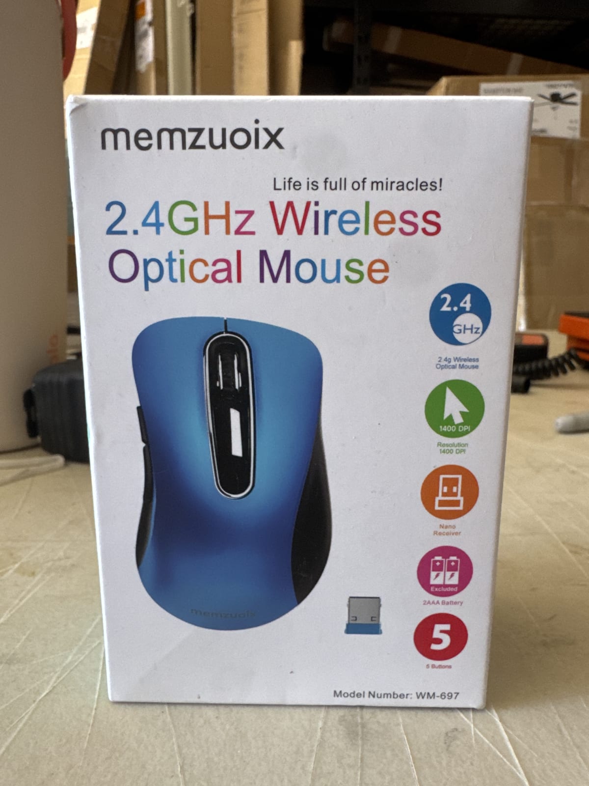 memzuoix 2.4G Portable Wireless Mouse, 1400 DPI Mobile Optical Cordless Mice with USB Receiver for Computer, Laptop, PC, Desktop, MacBook, 5