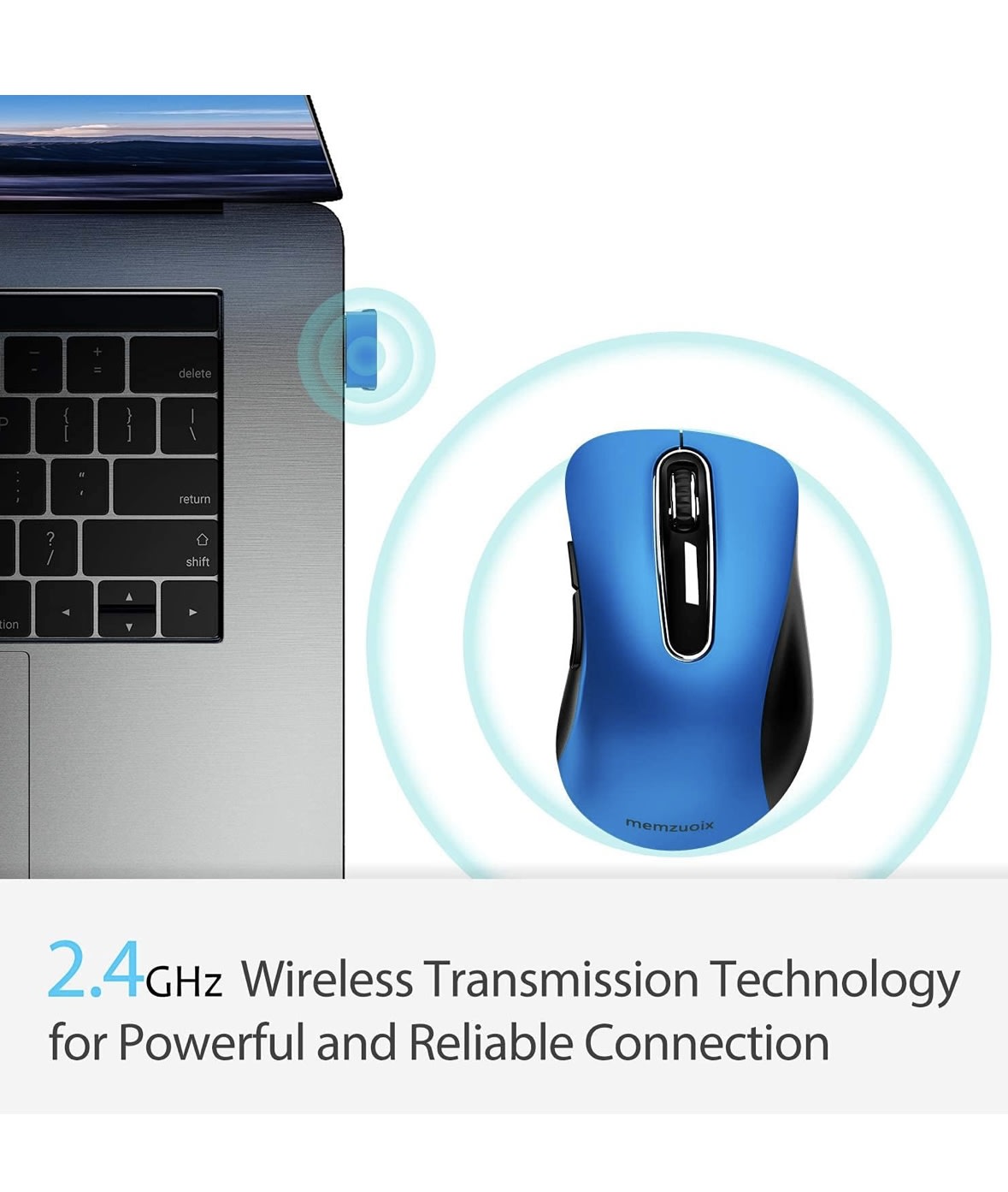 memzuoix 2.4G Portable Wireless Mouse, 1400 DPI Mobile Optical Cordless Mice with USB Receiver for Computer, Laptop, PC, Desktop, MacBook, 5