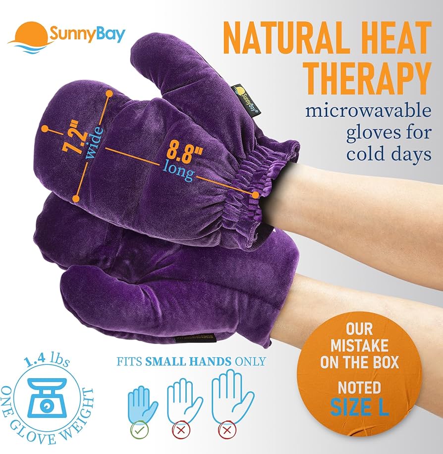 SunnyBay Microwavable Heated Hand Warmer Gloves for Women and Men, Weighted Arthritis Gloves for Women for Pain, Stay-on Wrist Elastic and B