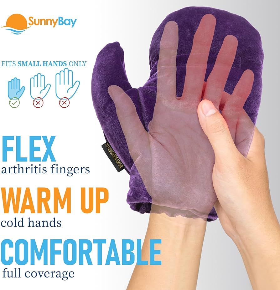 SunnyBay Microwavable Heated Hand Warmer Gloves for Women and Men, Weighted Arthritis Gloves for Women for Pain, Stay-on Wrist Elastic and B