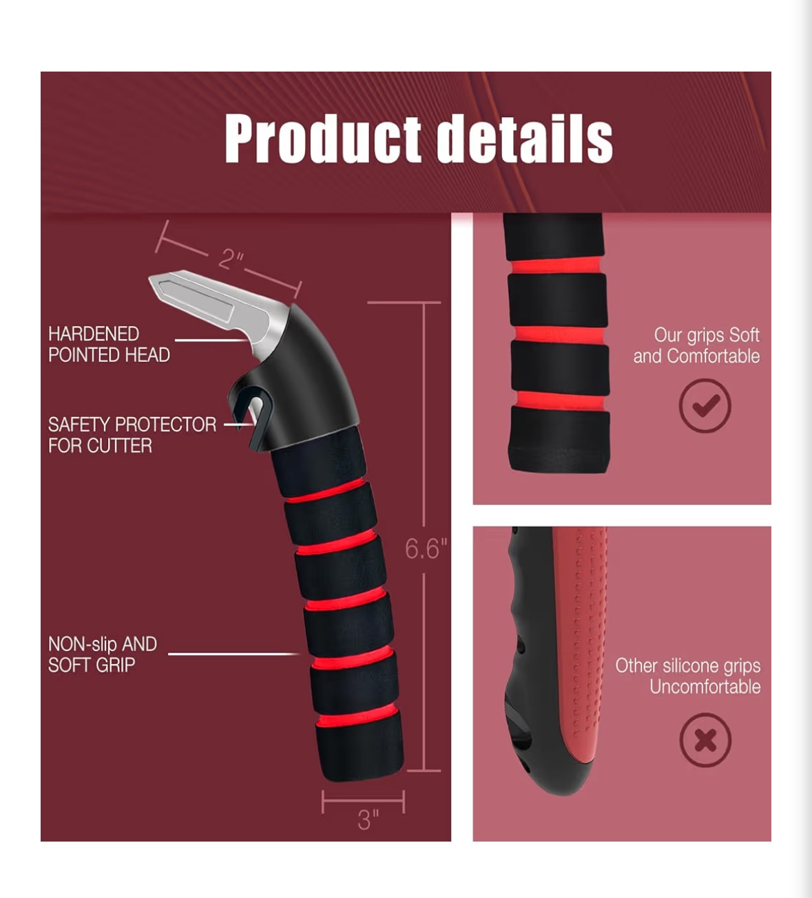 Car Door Handle for Elderly Car Assist Support Handle Multifunction Car Door Latch Bar for Seniors and Handicapped(Red)
