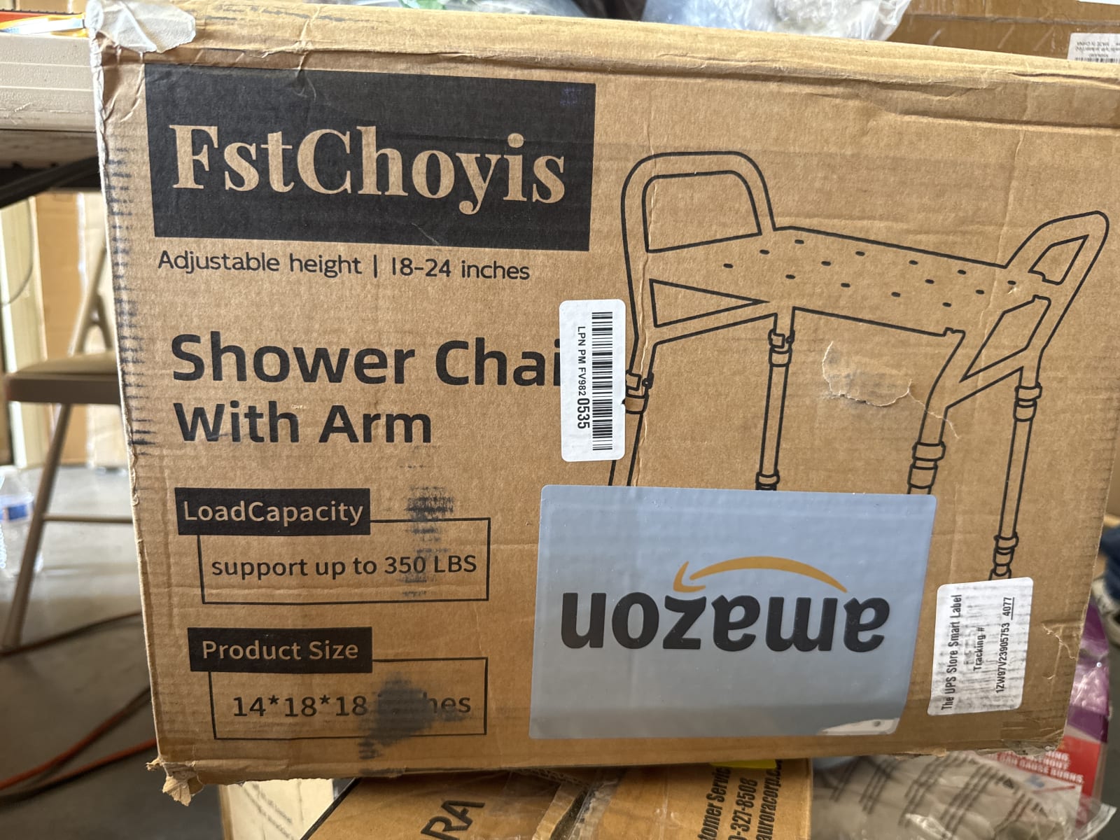 Shower Chair Seat with Arm for Inside Shower - Adjustable Up to 24 Inches Shower Stool with Suction Feet for Seniors, Elderly, Handicap & Di