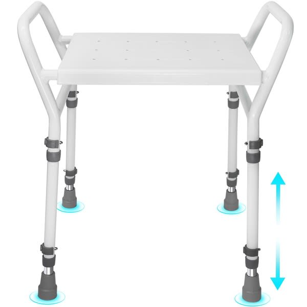 Shower Chair Seat with Arm for Inside Shower - Adjustable Up to 24 Inches Shower Stool with Suction Feet for Seniors, Elderly, Handicap & Di