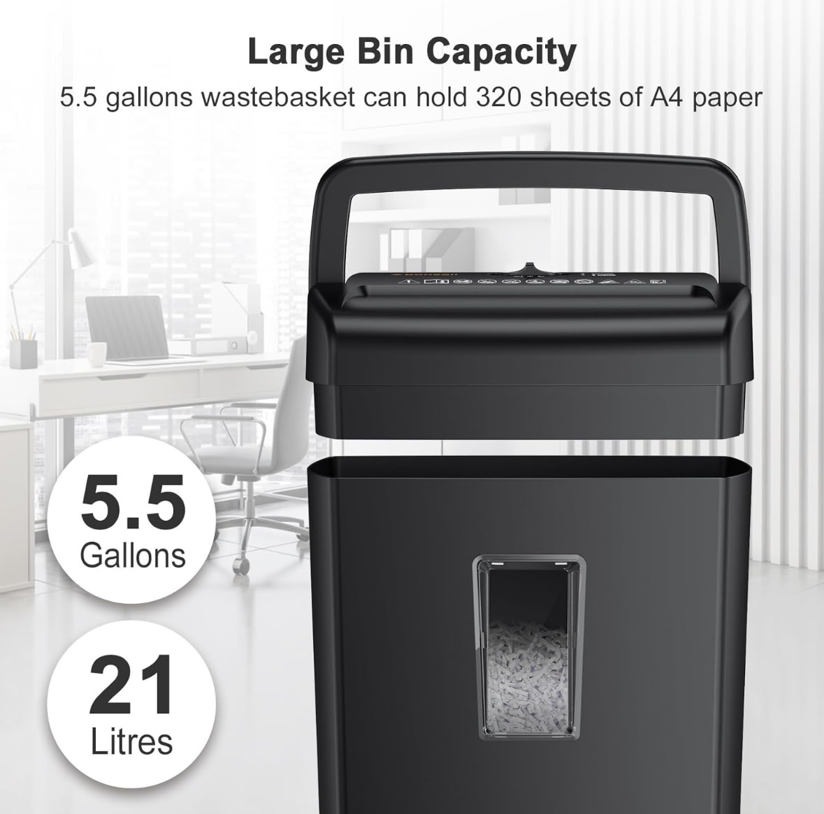 Bonsaii 10-Sheet Cross Cut Paper Shredder, 5.5 Gal Home Office Heavy Duty Shredder for Credit Card, Staple, Clip with Transparent Window(C20