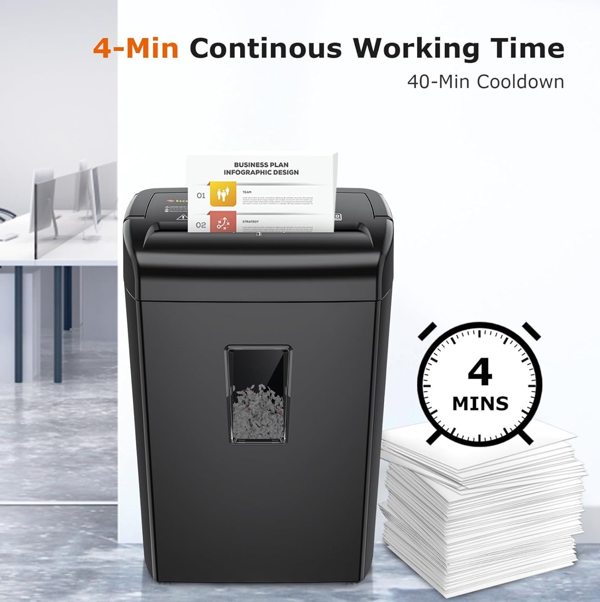 Bonsaii 10-Sheet Cross Cut Paper Shredder, 5.5 Gal Home Office Heavy Duty Shredder for Credit Card, Staple, Clip with Transparent Window(C20