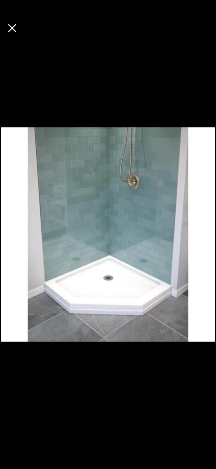 New Delta Neo-Angle Shower Base. 38 inch white. Has direct-to-stud installation and reinforced support for durability. Features a 4-inch low
