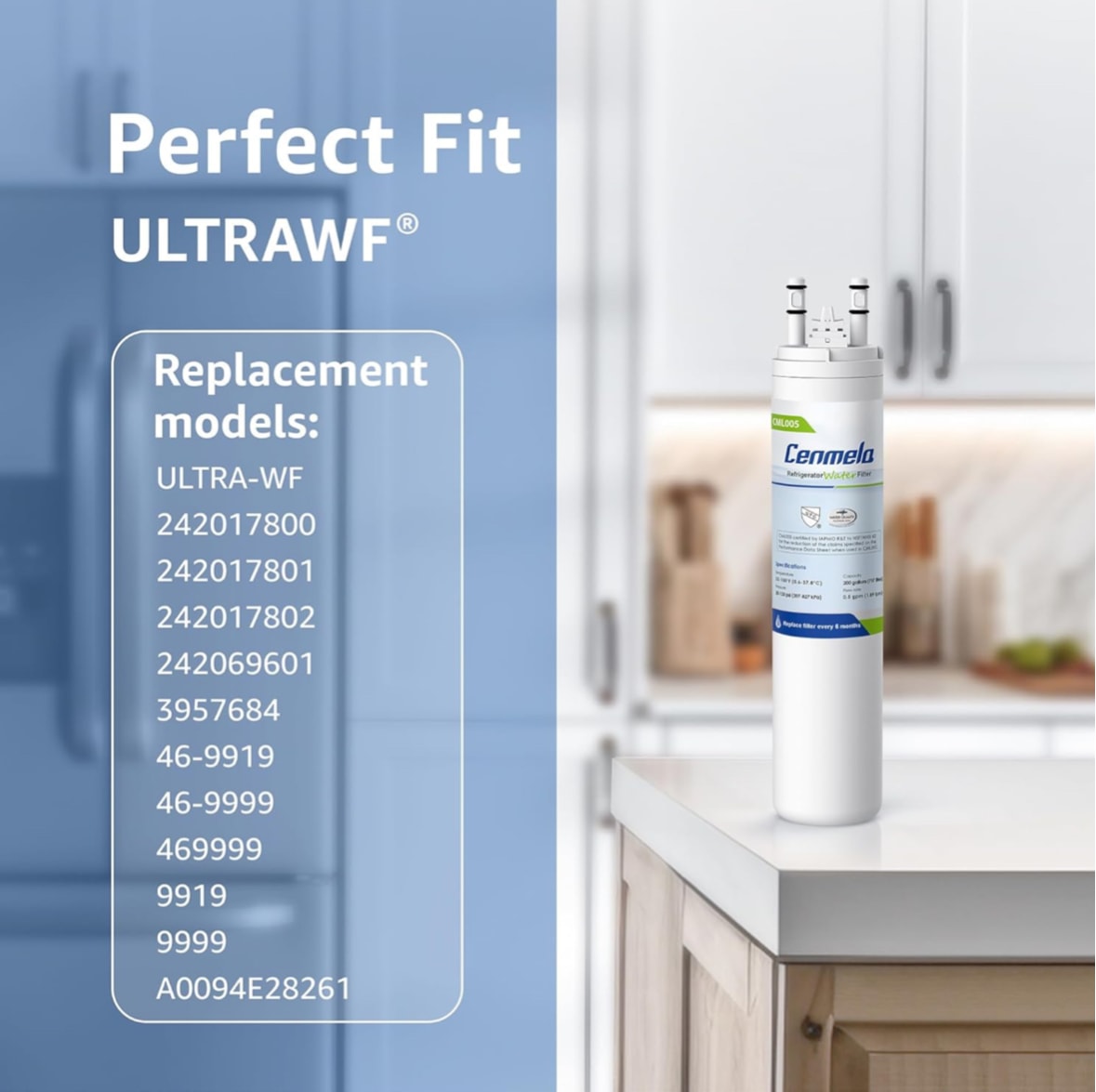 Compatible with Frigidaire ULTRAWF, Pure Source Ultra, Kenmore 9999, 469999, 46-9999, A0094E28261, Height 11 inches, pack of three