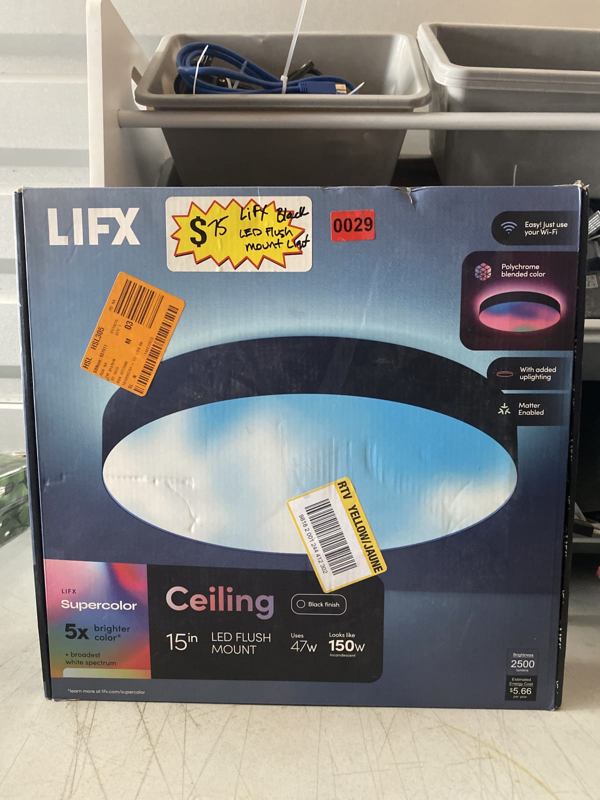 LIFX Supercolor 15in LED Flush Mount Ceiling Light - Black