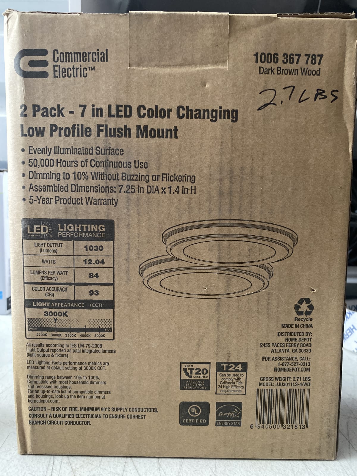 Commercial Electric 2 Pack 7 in LED Color Changing Flush Mount