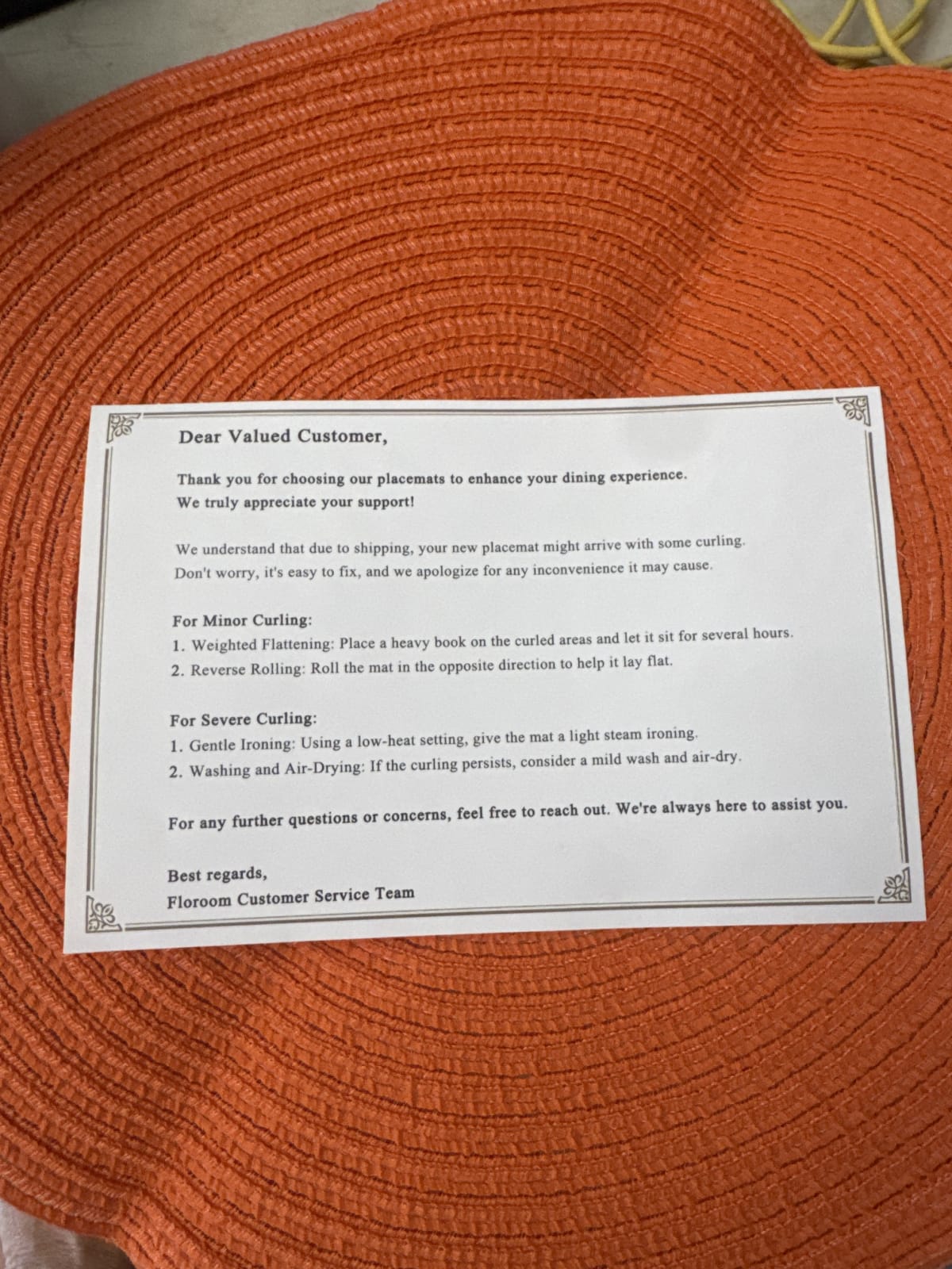 Floroom Orange Placemats - Set of 4 - Stylish Dining Accessory