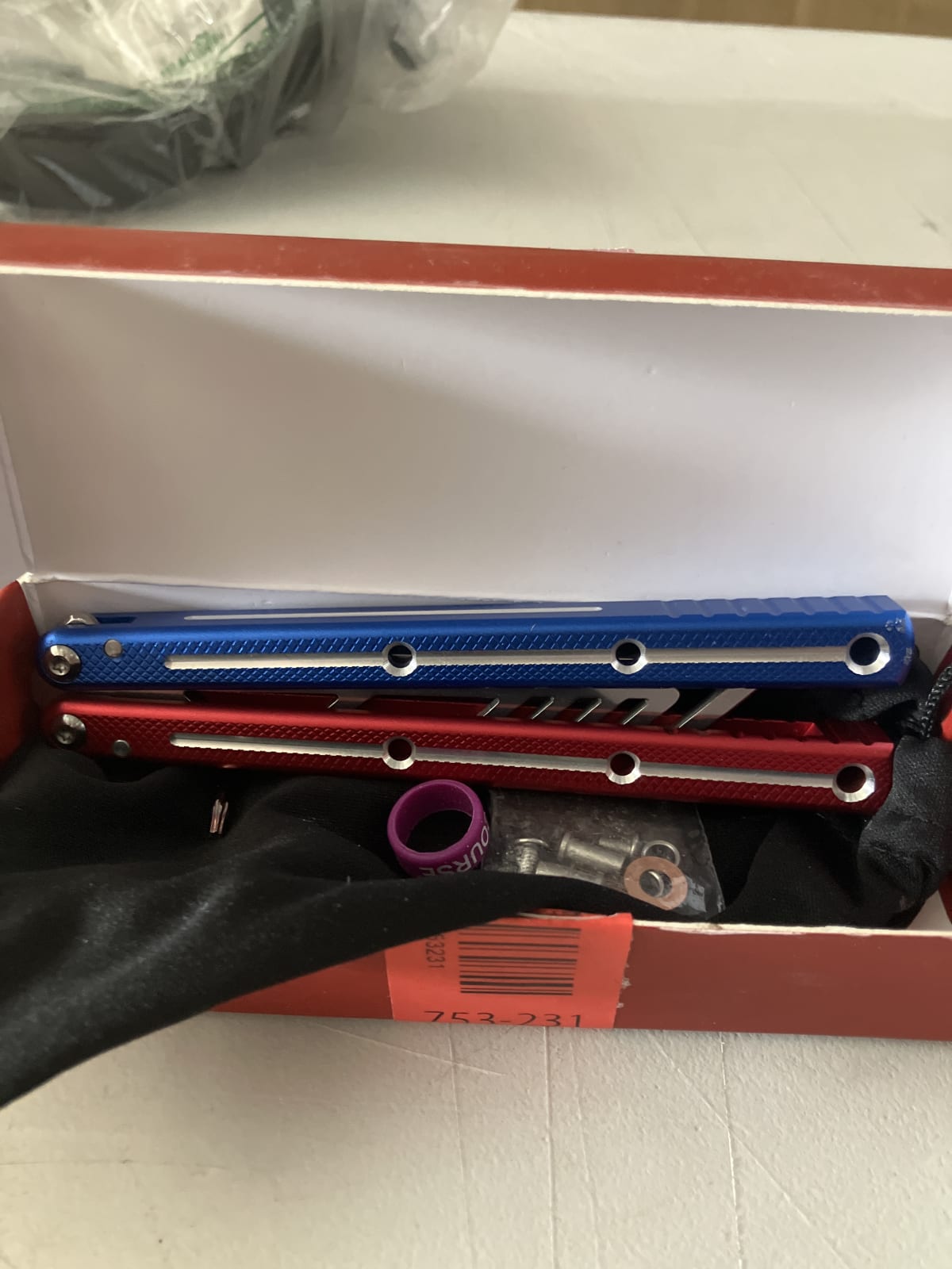 Colorful Aluminum Balisong Trainer - Red & Blue