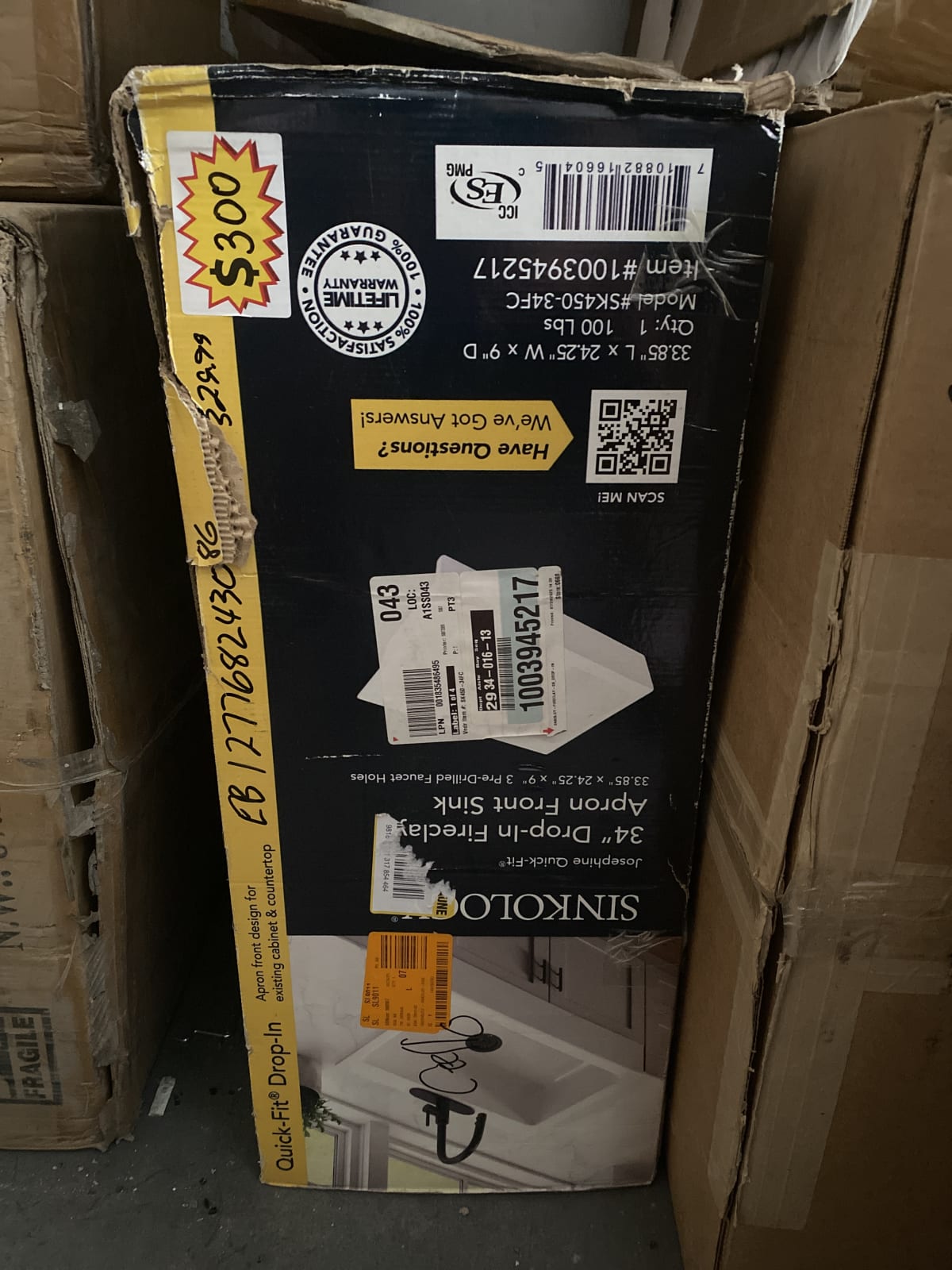 SINKOLOK 39-Inch Drop-In Front Sink - Model #100394517