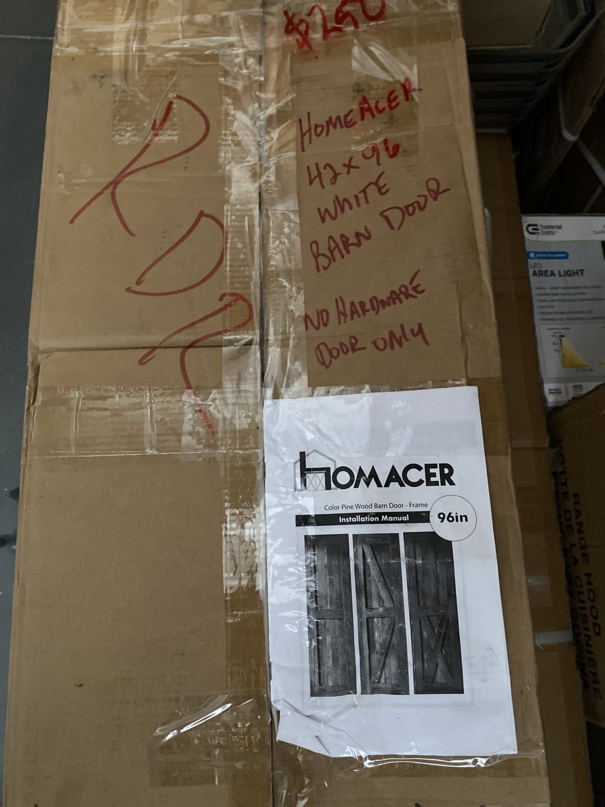 Homacer 42x96 White Barn Door - Door Only