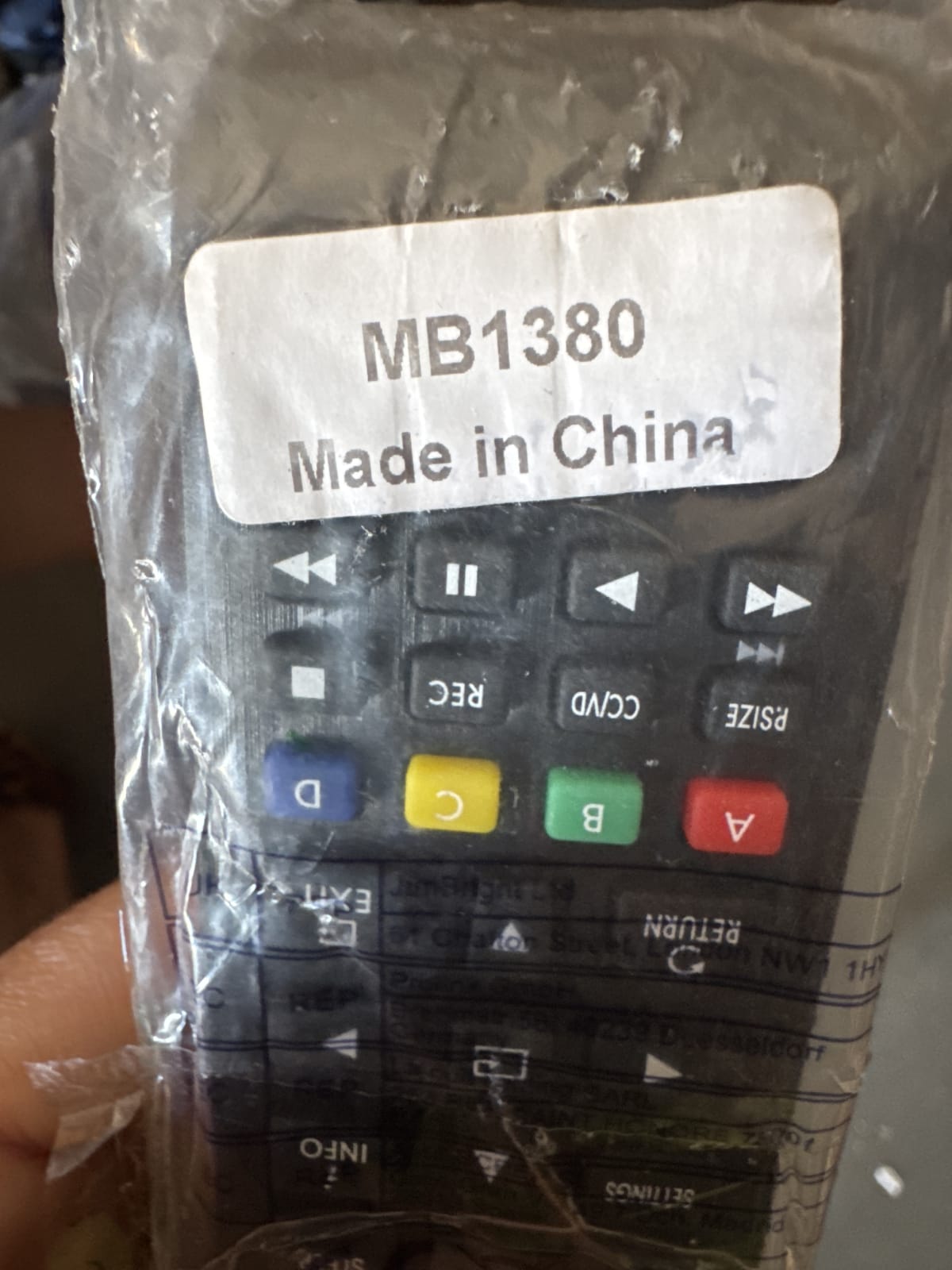 MB1380 Universal Remote Control