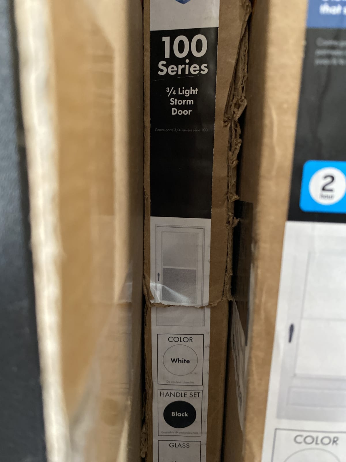 100 Series 3/4 Light Storm Door - White with Black Handle Set