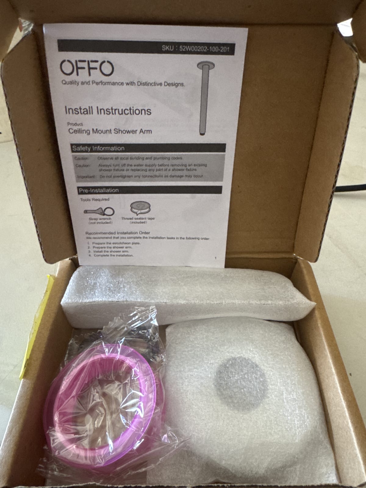 OFFO Ceiling Mount Rain Shower Arm (3 in.) - Chrome