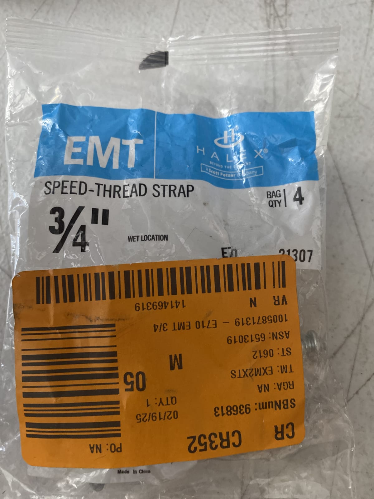 Halex EMT Speed-Thread Strap 3/4" - Pack of 4