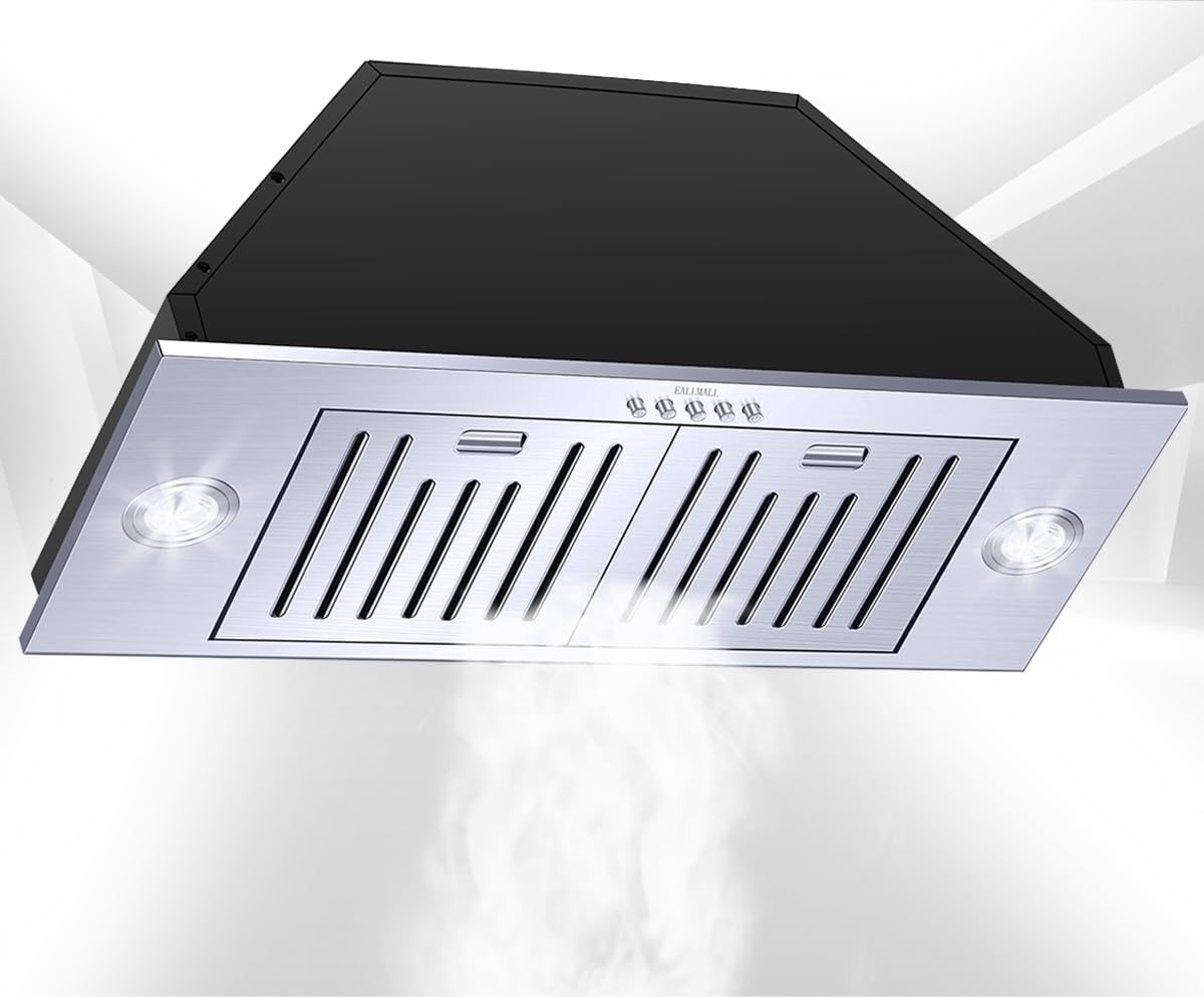 EALLMALL EL11-36 Black Insert Range Hood - Stainless Steel