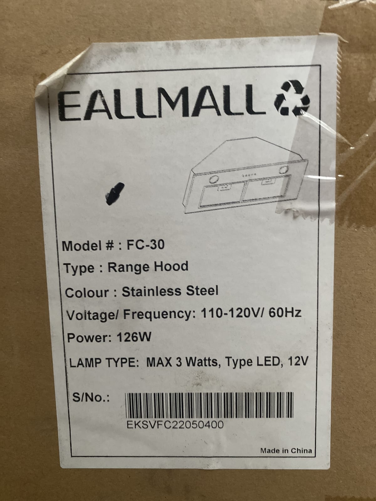 Eallmall FC-30 Stainless Steel Range Hood