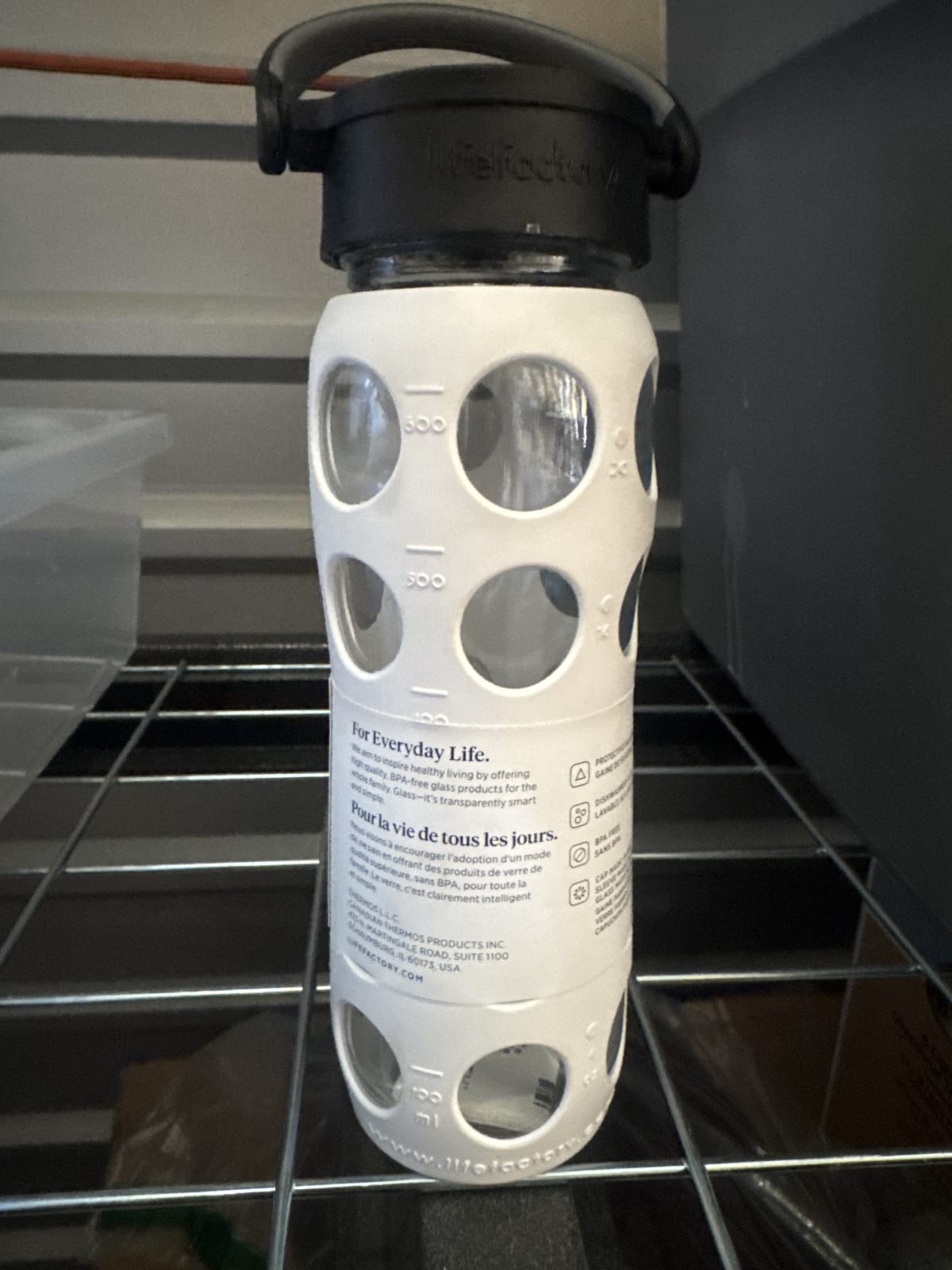Lifefactory 22 oz Glass Water Bottle with Silicone Sleeve - White