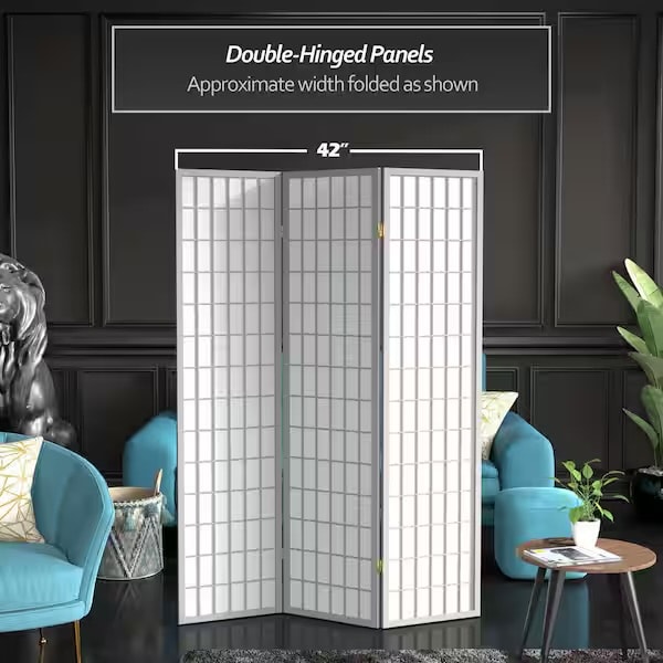 Red Lantern 3-Panel Room Divider - Modern Japanese Design