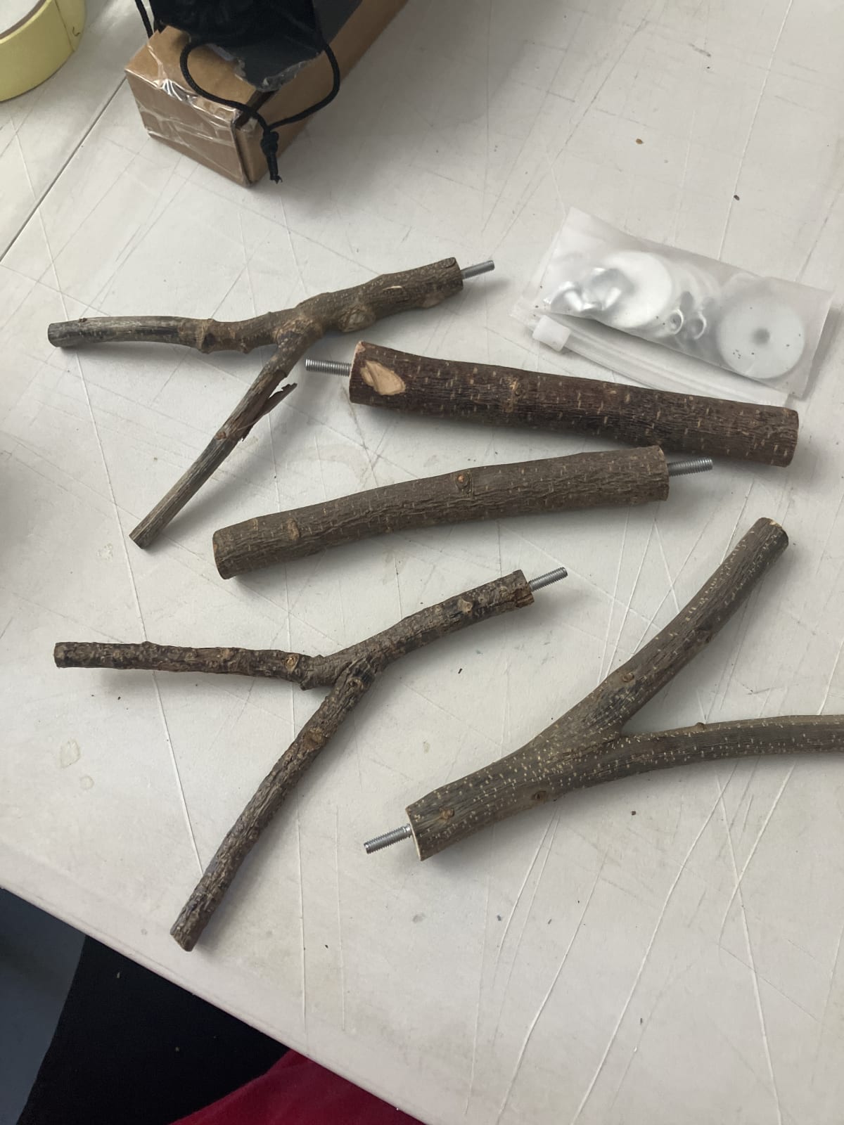 Wooden Bird Perches Branches Set with Metal Connectors