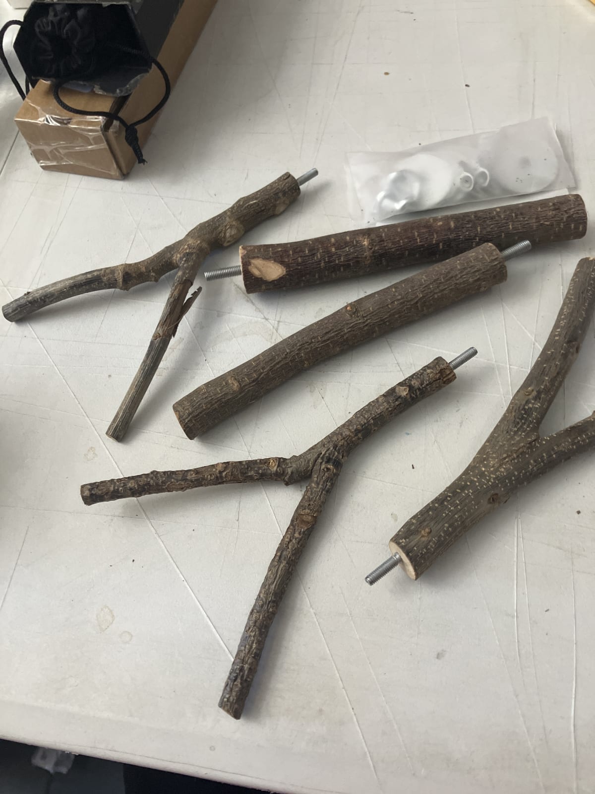 Wooden Bird Perches Branches Set with Metal Connectors