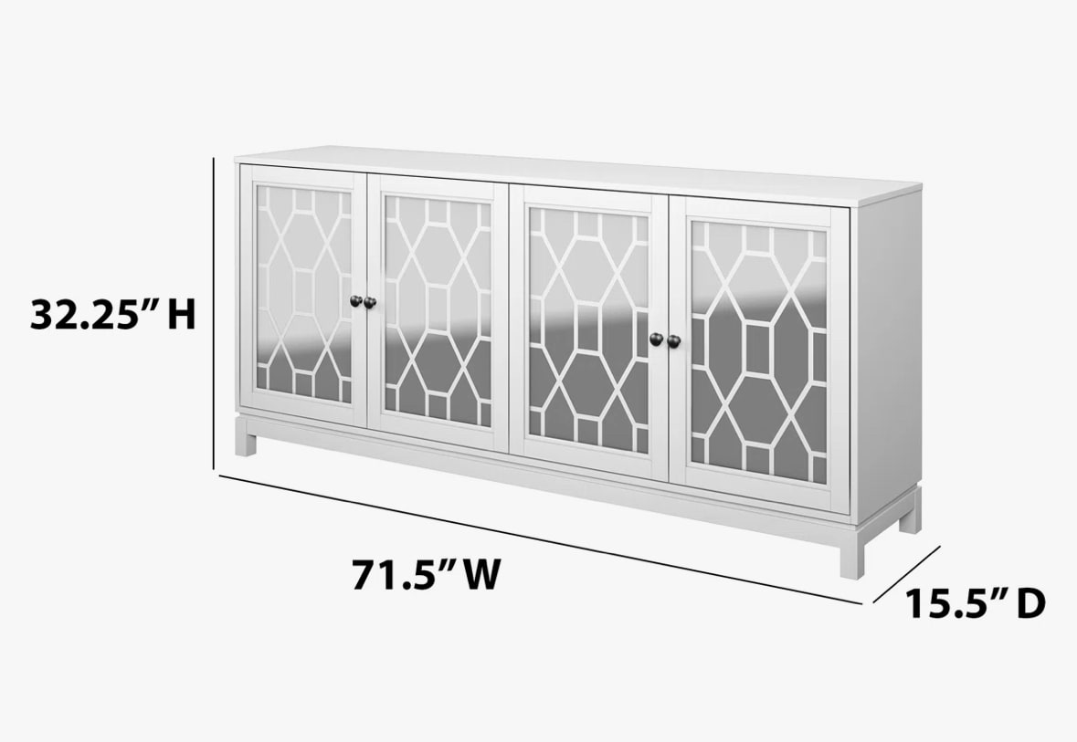 Alayana 71" Sideboard/ buffet with Mirrored Doors - White